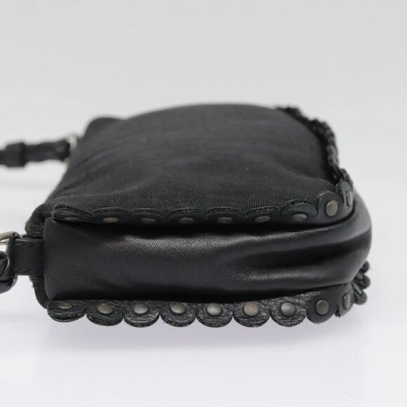 Christian Dior Trotter Canvas Shoulder Bag Silver Black Auth 92099 - Picture 4 of 14